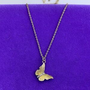 💛 Classic Gold Plated Butterfly CZ Necklace